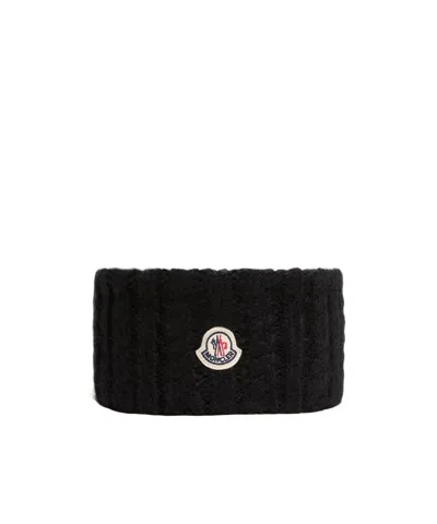 Moncler Cable Knit Alpaca Blend Headband In Black