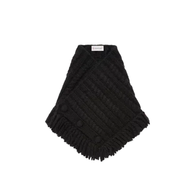 Moncler Cable Knit Alpaca Blend Neck Scarf, Women, Black, Size: One Size