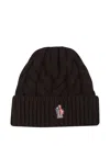 Moncler Cable-knit Beanie Hat In Black