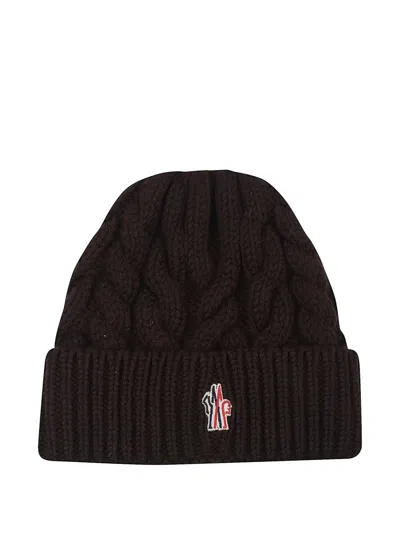 Moncler Cable-knit Beanie Hat In Black