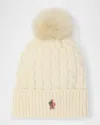 Moncler Ivory Virgin Wool Hat With Pompom In Neutral