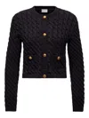 Moncler Cable-knit Button-up Cardigan In Blue