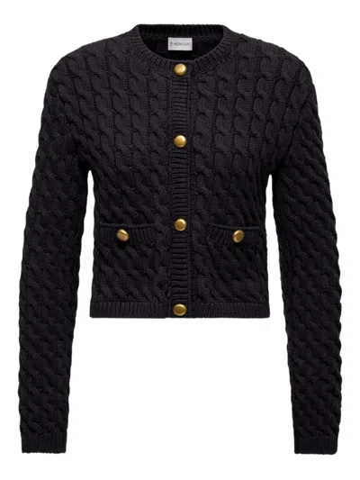 MONCLER CABLE-KNIT BUTTON-UP CARDIGAN