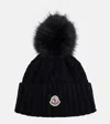 Moncler Cable-knit Cashmere And Wool-blend Beanie In Black