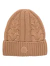 Moncler Cable-knit Cashmere Beanie In Brown