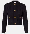 Moncler Cable-knit Cotton-blend Cardigan In Black