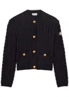 Moncler Cable-knit Cotton-blend Cardigan In Black