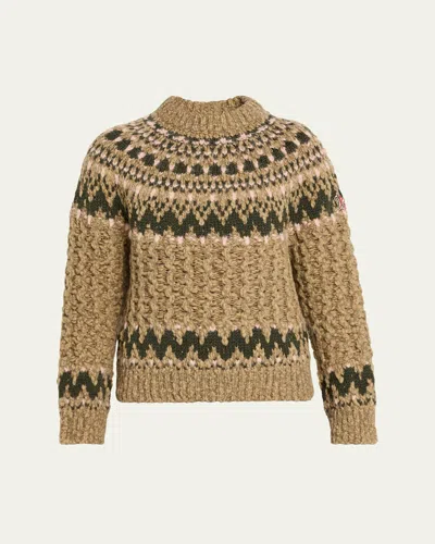 Moncler Cable-knit Fairisle Sweater In Sand