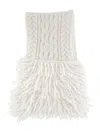 Moncler Cable-knit Fringed Scarf In White