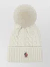 Moncler Ivory Virgin Wool Hat With Pompom In Neutral