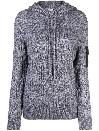 Moncler Cable Knit Hoodie In White