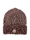 Moncler Cable-knit Logo-detail Beanie In Brown