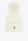 Moncler Ivory Virgin Wool Hat With Pompom In White