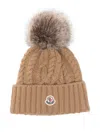 Moncler Cashmere Hat With Pon Pon Accessories In Brown