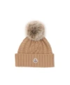 Moncler Cashmere Hat With Pon Pon Accessories In Brown