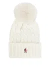 Moncler Ivory Virgin Wool Hat With Pompom In Neutral