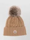 Moncler Cashmere Hat With Pon Pon Accessories In Brown