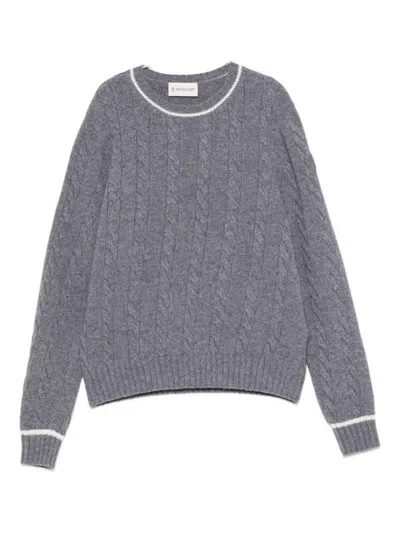 Moncler Kids' Cable Knit Sweater  In Gray