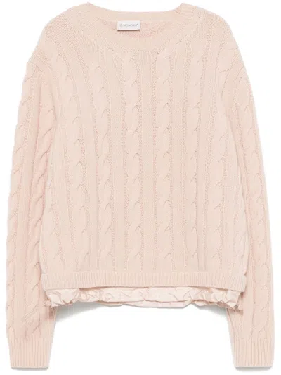 Moncler Cable-knit Sweater In Pink