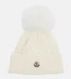 Moncler Bonnet En Cachemire Et Laine Avec Pompon In White