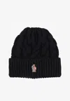 Moncler Cable Knit Wool Beanie In Black