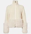 Moncler Cable-knit Wool-blend Cardigan In Neutral