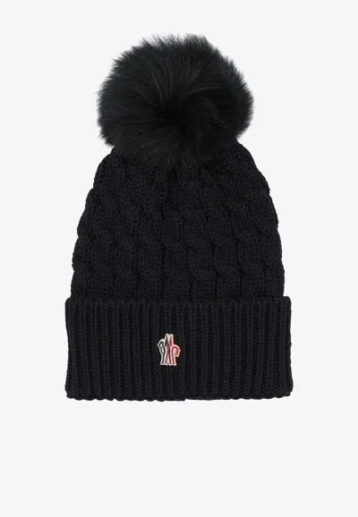 MONCLER CABLE KNIT WOOL POMPOM BEANIE