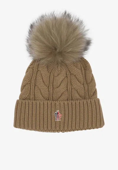 MONCLER CABLE KNIT WOOL POMPOM BEANIE