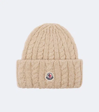 Moncler Cable-knit Alpaca And Wool-blend Beanie In Brown