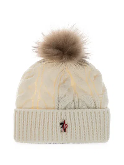 Moncler Cable-knit Beanie Hat In White