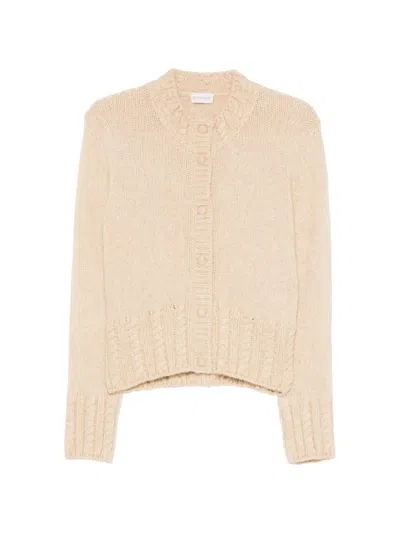 Moncler Cable-knit Button-up Cardigan In Neutral