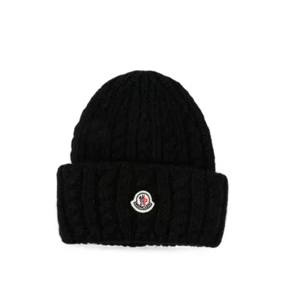 Moncler Cable-knit Logo-patch Beanie Hat In Yellow