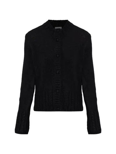 Moncler Cable-knit Logo-patch Cardigan In Black