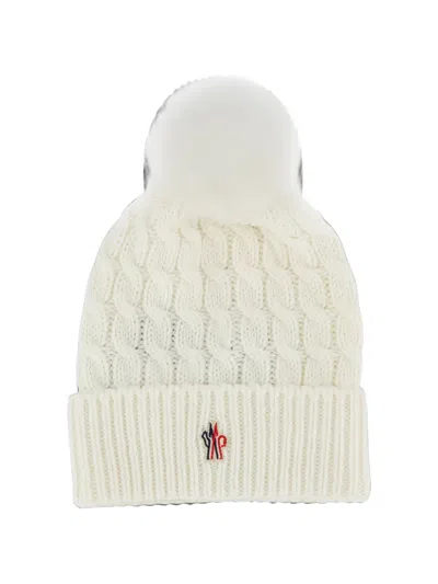 Moncler L20933b00039m1131034 Virgin Wool Ribbed Knit Beanie In White