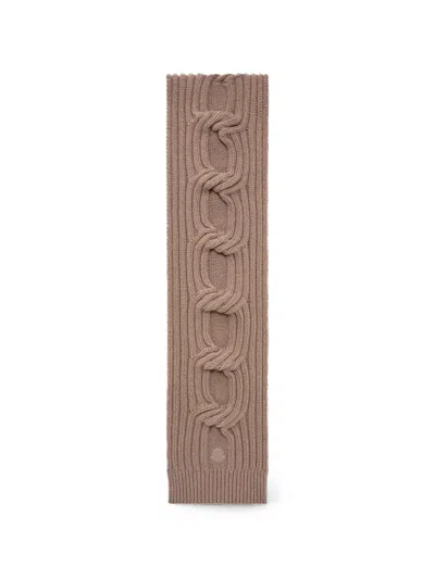 Moncler Cable-knit Ribbed Scarf In Brown