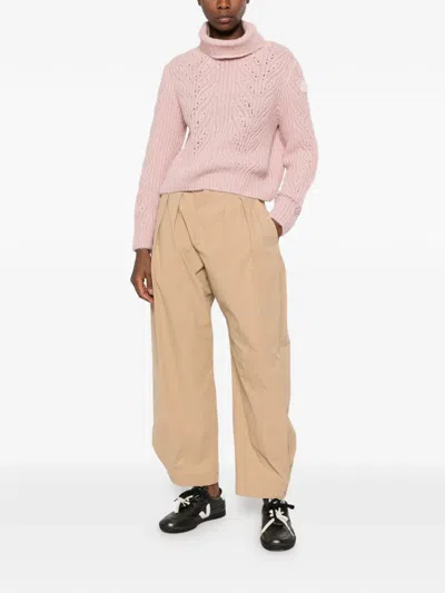 Moncler Cable-knit Roll-neck Sweater In Pink