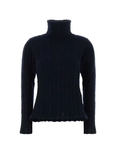 Moncler Cable-knit Roll-neck Sweater In Blue