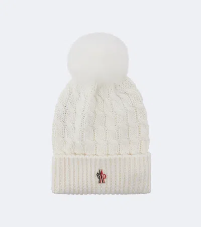Moncler Cable-knit Virgin Wool Beanie In White