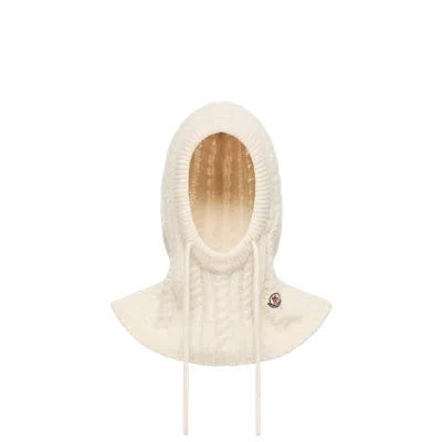 Moncler Cagoule En Alpaga Mélangé À Maille Torsadée, Femme, Blanc, Taille: Uni