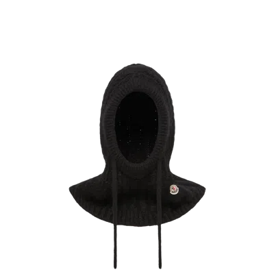 Moncler Cagoule En Alpaga Mélangé À Maille Torsadée, Femme, Noir, Taille: Uni