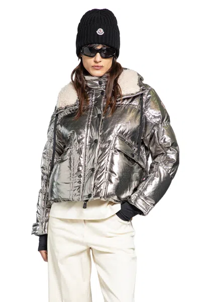 Moncler Calaque Hooded Down Ski Jacket In Silver