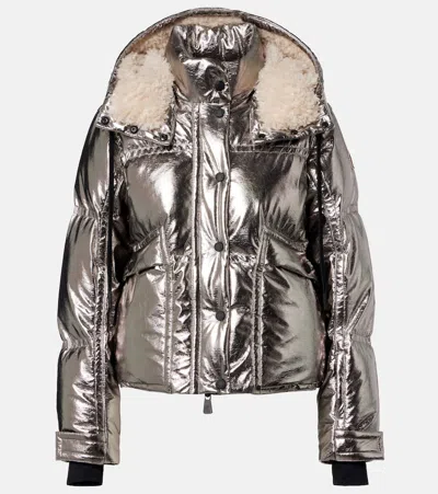 Moncler Calaque Metallic-effect Down Ski Jacket In Silver