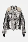 Moncler Calaque Metallic Ski Jacket In Silver