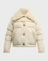 Moncler Caleu Corduroy Short Down Jacket White In White