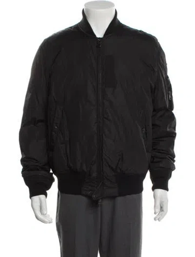 Pre-owned Moncler Calf Leather Bomber Jacket In Black