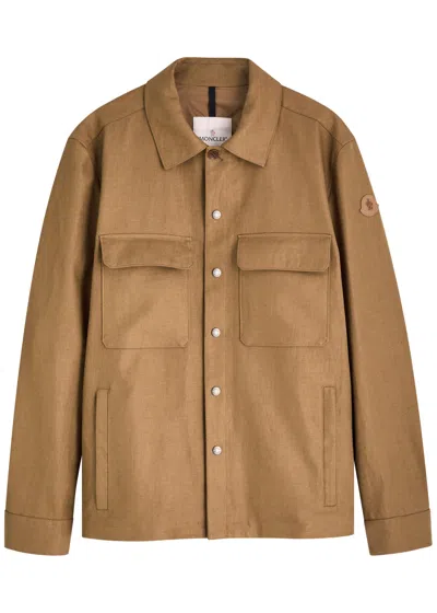 Moncler Callaqui Linen-blend Overshirt In Camel