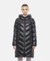 Moncler Marus Long Nylon Down Jacket In Black