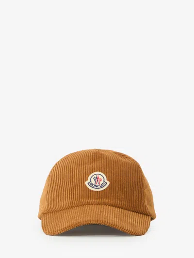 Moncler Camel Baseball Cap In Brown