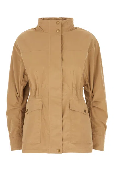 Moncler Camel Polyester Bland Jacket In Beige