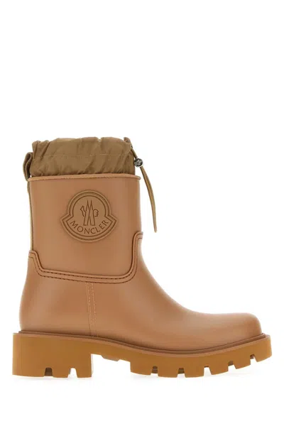 Moncler Camel Rubber Kickstream Ankle Boots In Brown